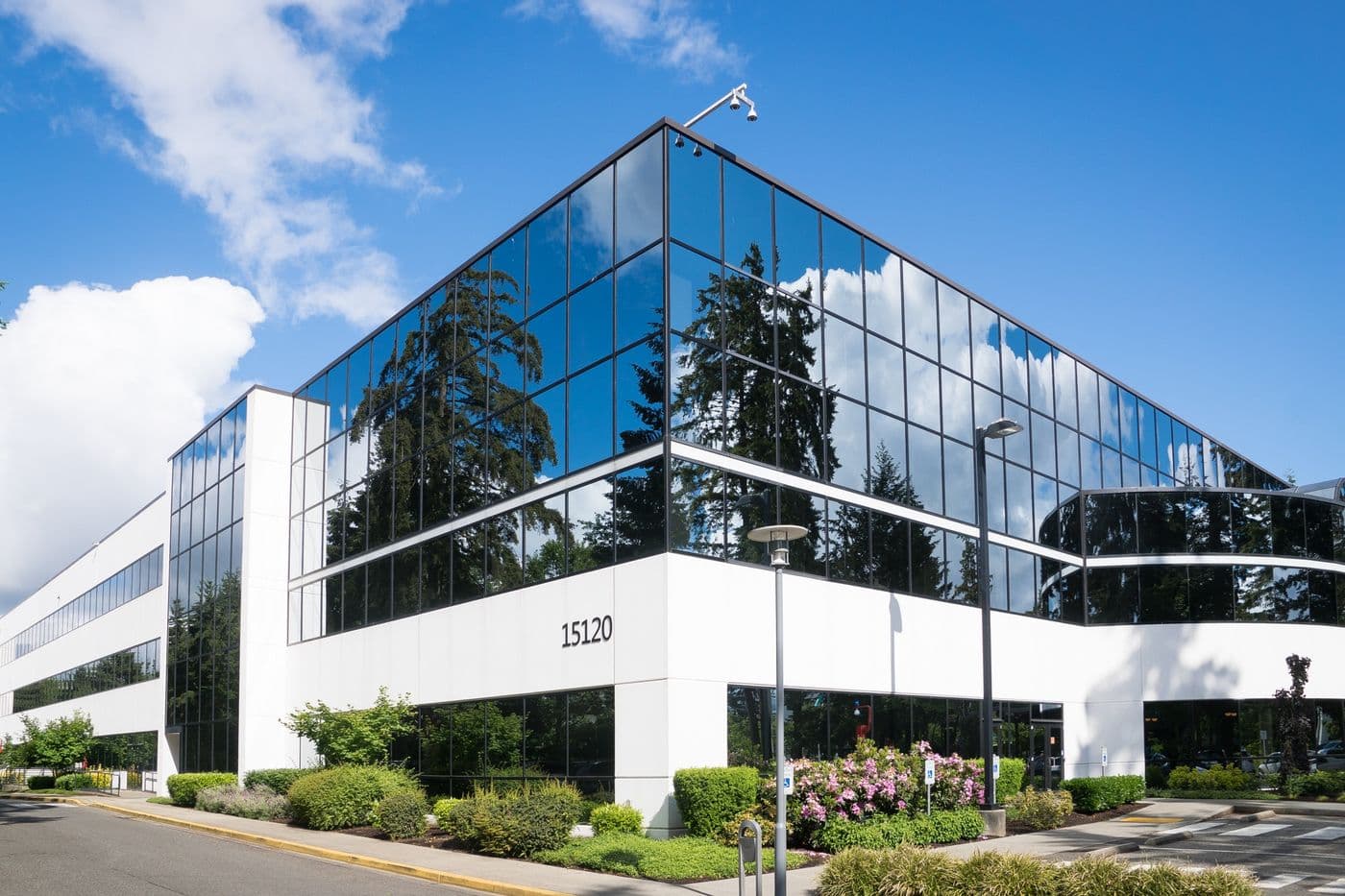 Clean commercial building maintained for occupants and tenants